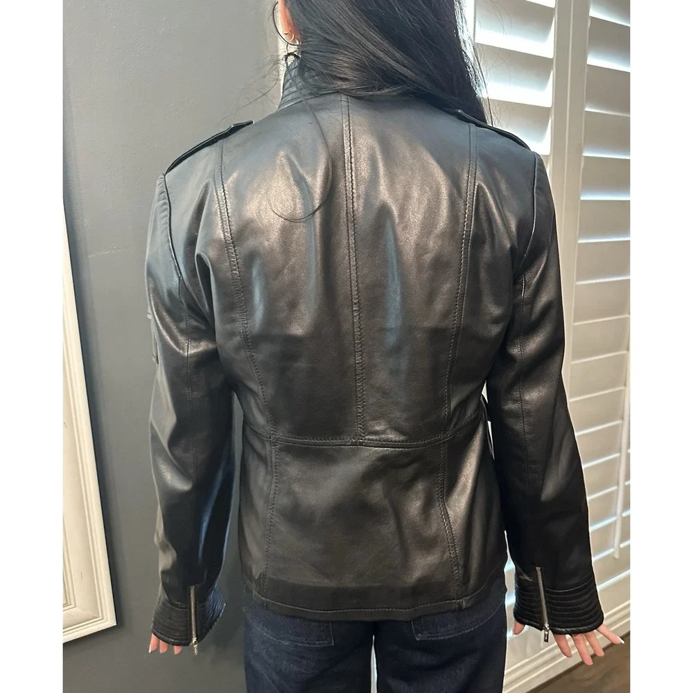 Tory Burch Black Leather Moto / Biker Jacket - Soft Leather‎ *Size 10 /Medium